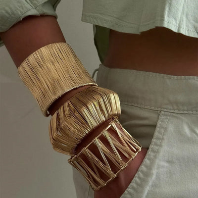 Brushed Exaggerated Alloy C- Shaped Bracelet mamu&land