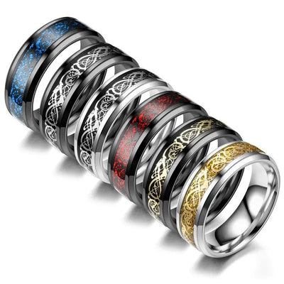 Dragon Pattern Rings Men Stainless Steel Ring Jewelry mamu&land