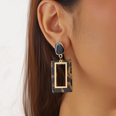 Fashion Exaggerated Leopard Print Geometric Earrings Retro mamu&land