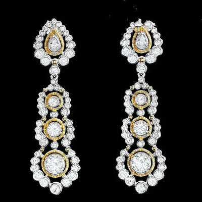 Light Luxury 925 Silver Gold-plated Carved Zirconium Diamond Earrings mamu&land