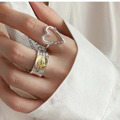 Retro Alloy Heart-shaped Open Ring mamu&land